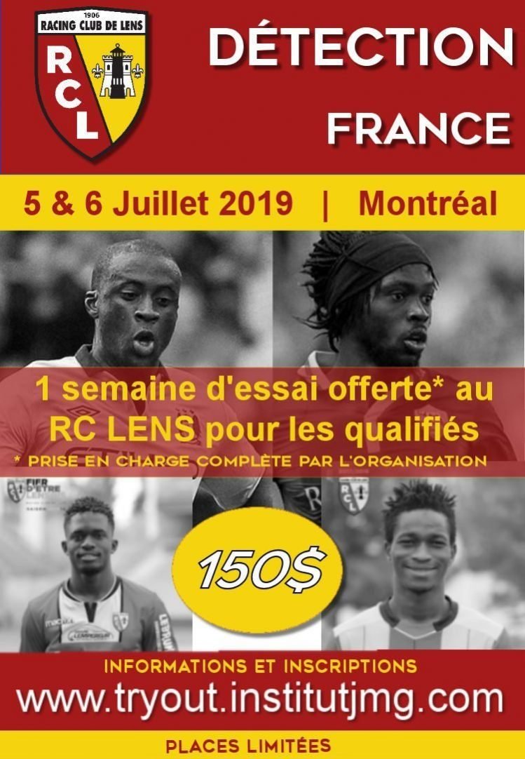 Flyer Institut JMG 5et 6 juillet Try Out RC Lens Montreal